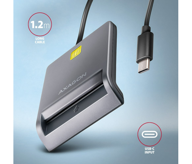 Axagon CRE-SM3TC USB-C Smart card FlatReader czytnik - 1485436 - zdjęcie 4